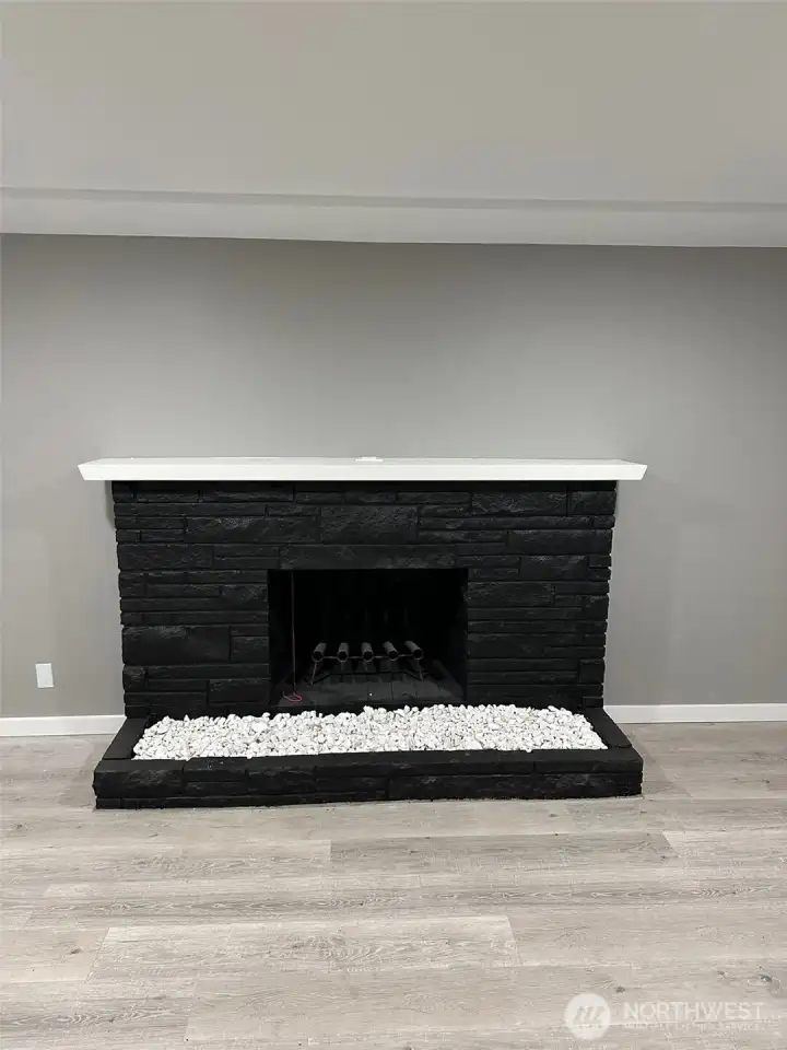 As you walk in, here is the wood burning stove