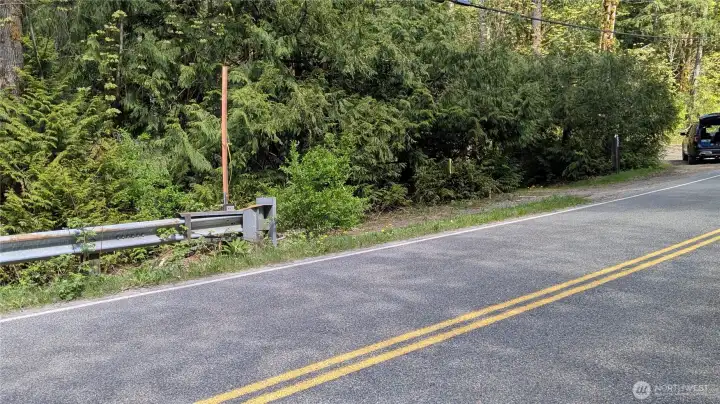 Look for yellow ribbon at end of guard rail