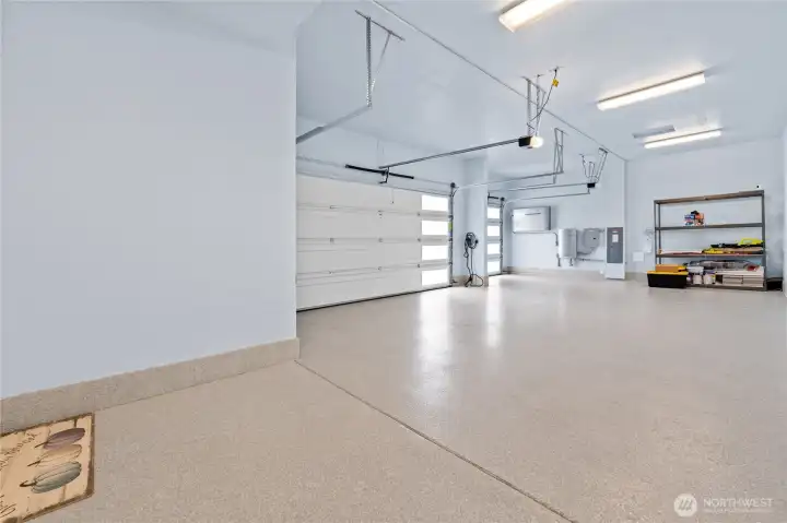3 car garage with Epoxy floors