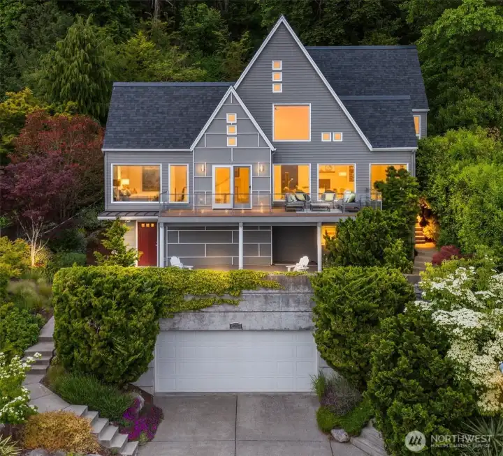 Architecturally distinct home with exceptional Puget Sound views