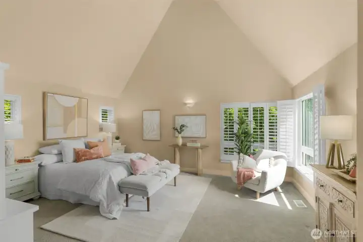 Lavish primary suite occupies upper level