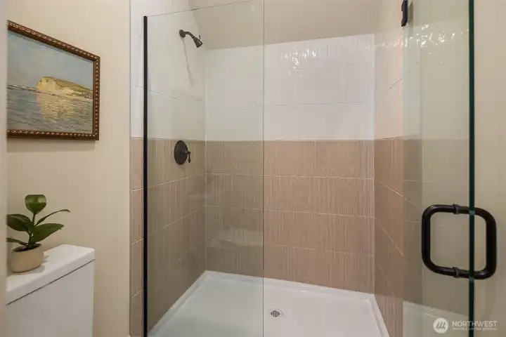Walk in shower.