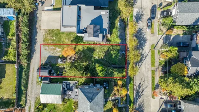 Looking straight down on the lot.