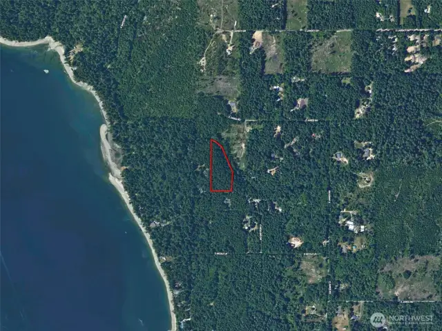 Overhead view with approximate boundaries in red.