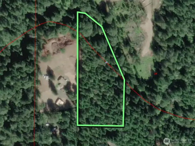 Overhead view with approximate boundaries in green.