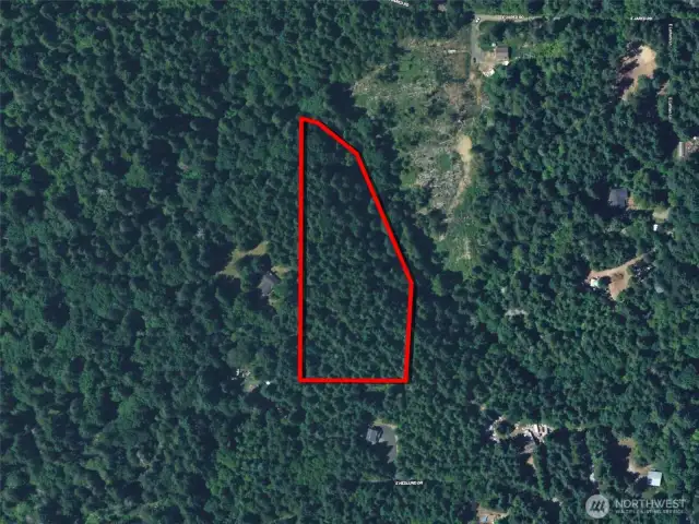 Overhead view with approximate boundaries in red.