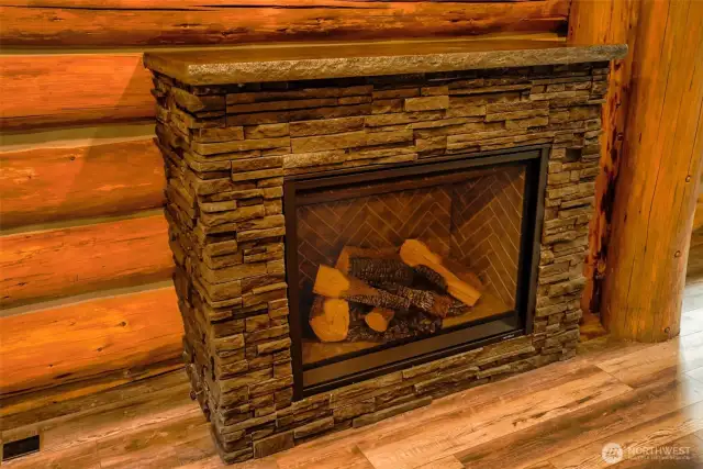 Gas fireplace with concrete top