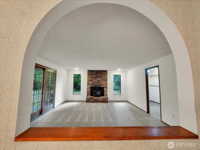 View from dining room into family room