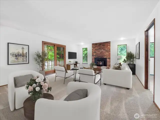Virtually staged family room