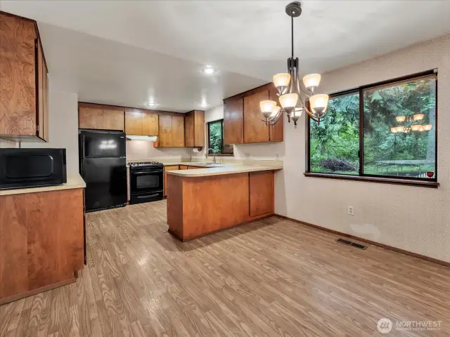 Dining room and kitchen