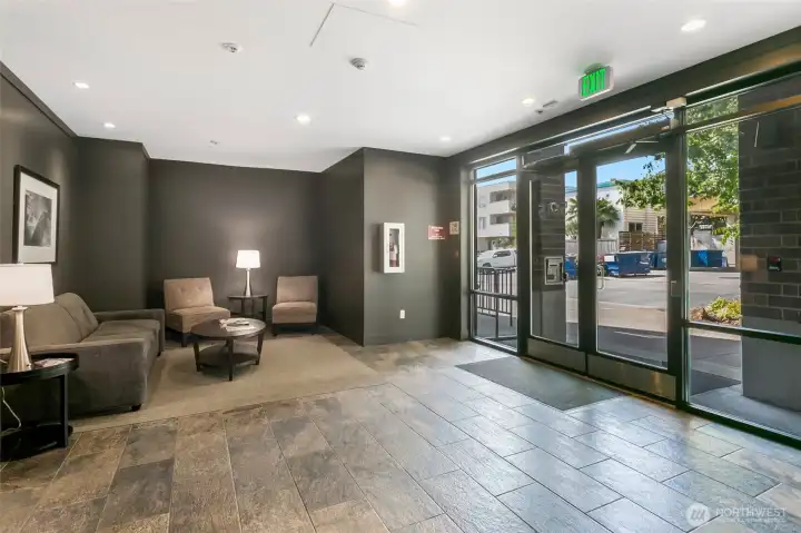 Secure lobby entrance.
