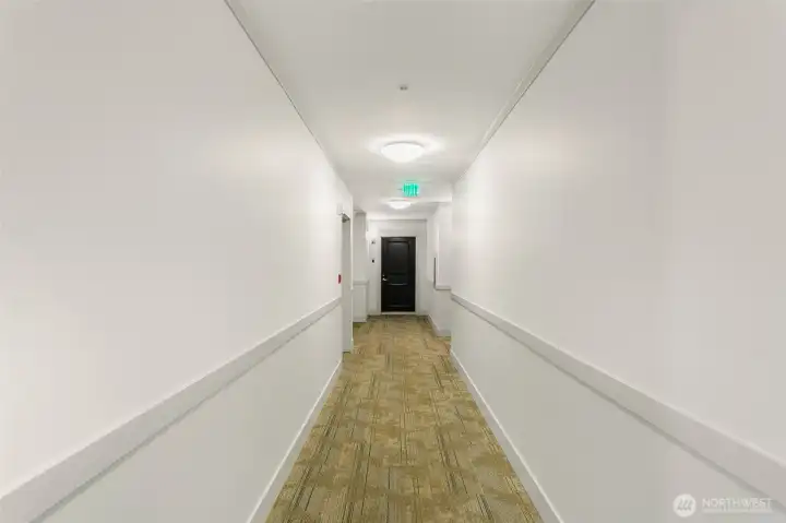 Owners take pride with recent interior painting and hallway carpeting.