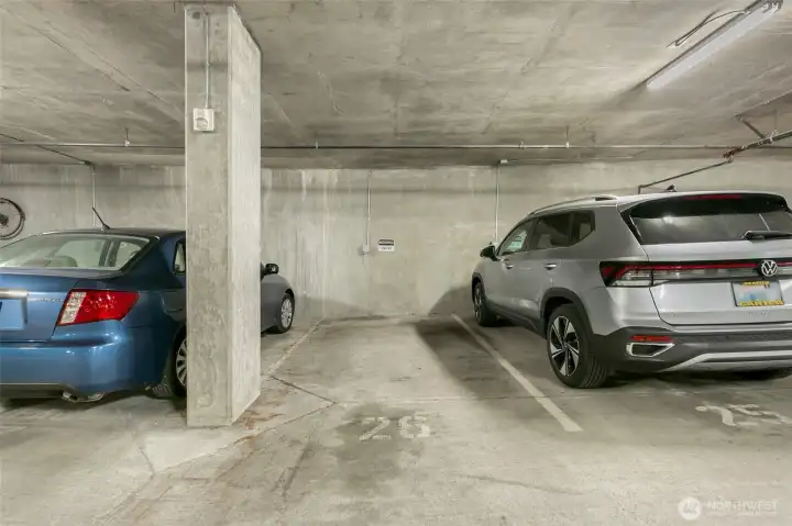 Deeded parking space with EV Charger.