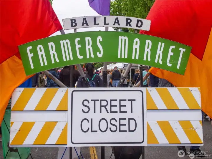 Walk to the Ballard Farmers Market, open year around, every Sunday 9am-2pm.