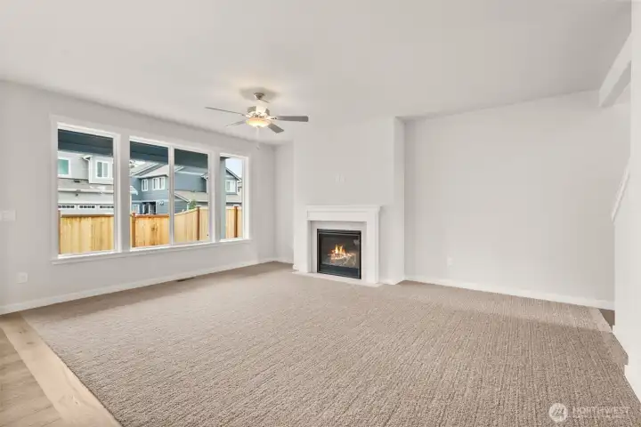 Gas fireplace and ceiling fans are standard in our homes!
