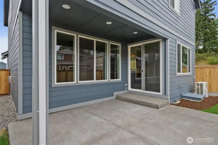 Covered area features recessed lighting.
