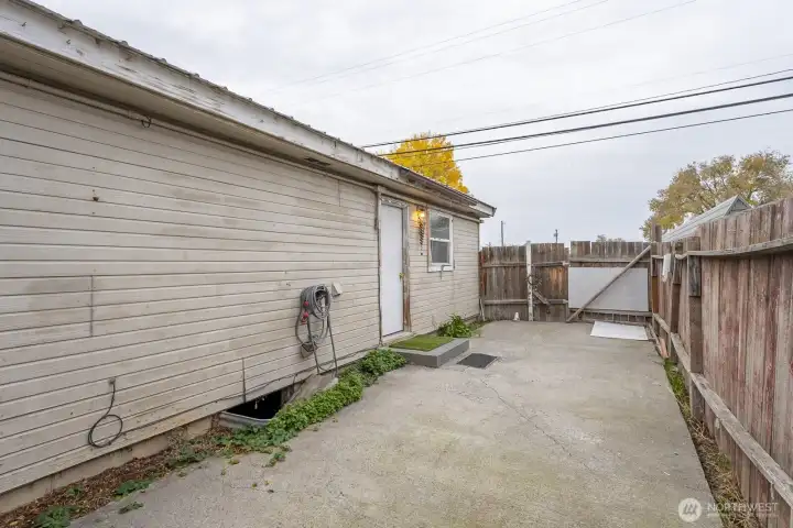 All concrete in the back so minimal yard maintenance.