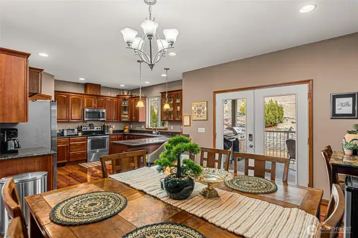 Kitchen open to dining