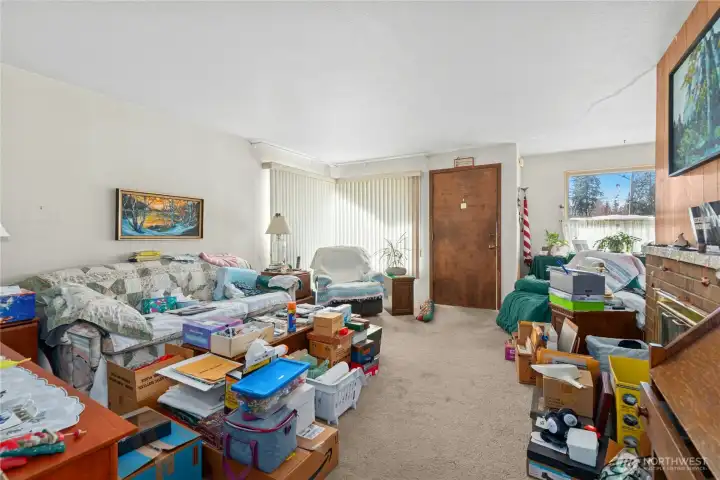 Living room looking at entrance door