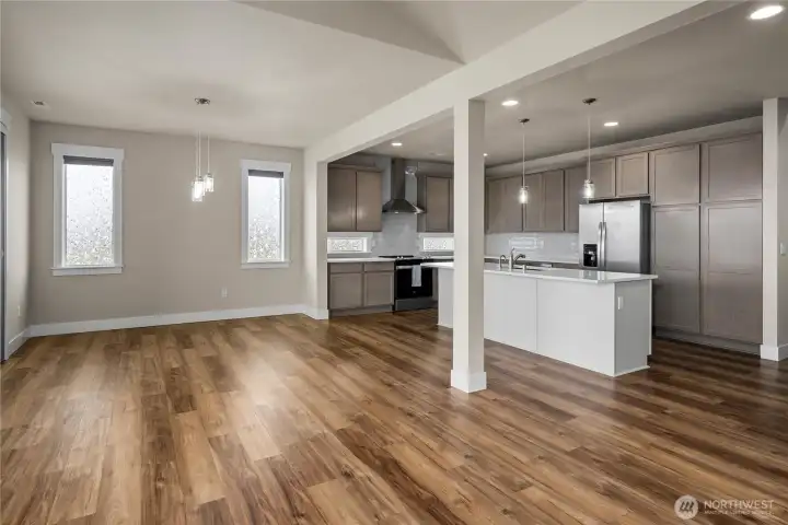 View from Living Rm to Dining & Kitchen