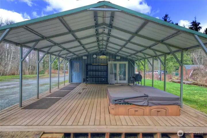 Covered Deck with Hot Tub