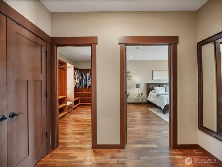 Enter into your own Primary Suite retreat, spacious walk-in closet with full size washer & dryer for your own convenience.