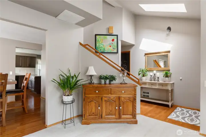 Living room opens to dining area