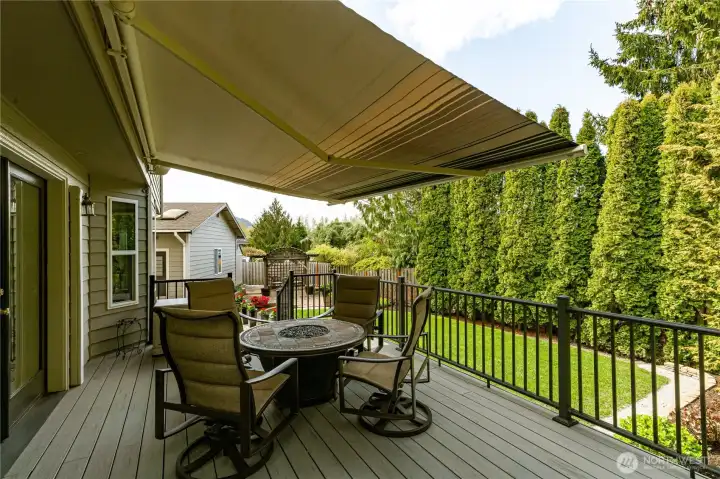 Covered approx 12x19 composite deck, perfect for relaxing or entertaining
