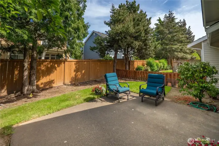 Private backyard patio & fenced