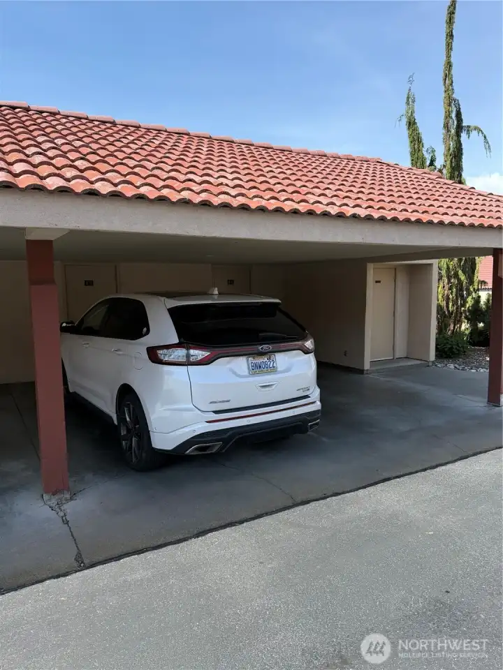 Each carport provides parking for 4, one parking space for each condo cluster.
