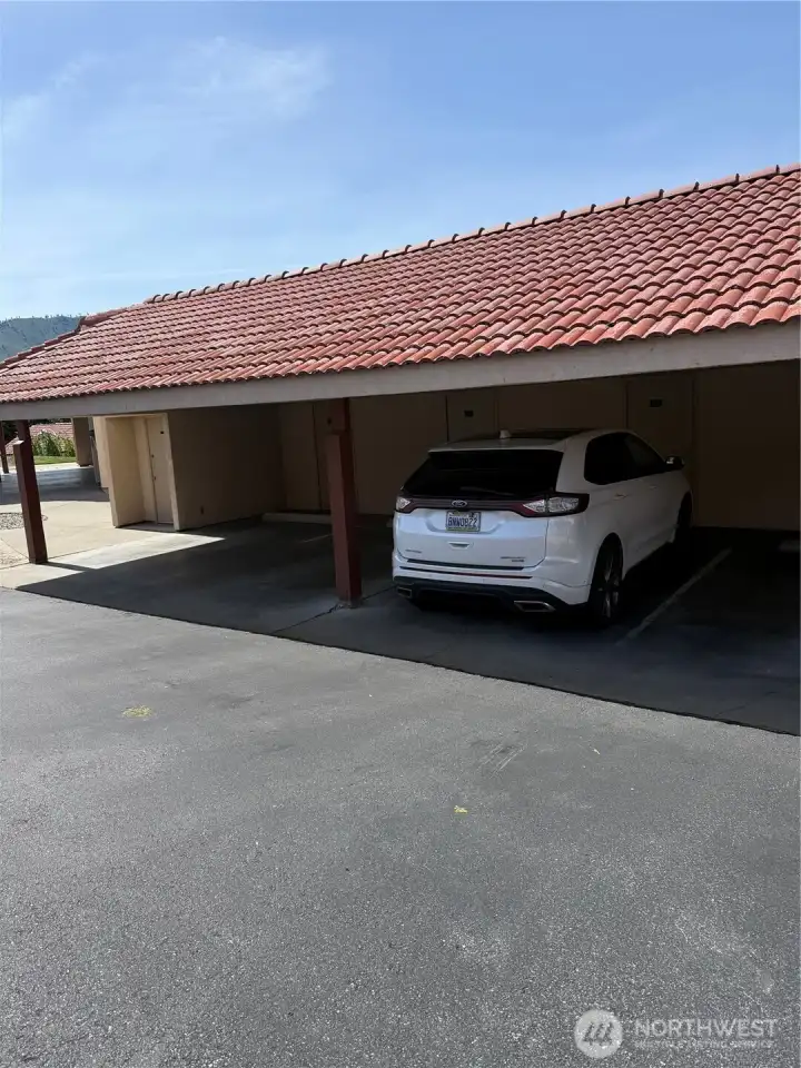 In front of each parking space is a storage locker.  There is room for sports equipment, water toys or whatever needs to be put away.