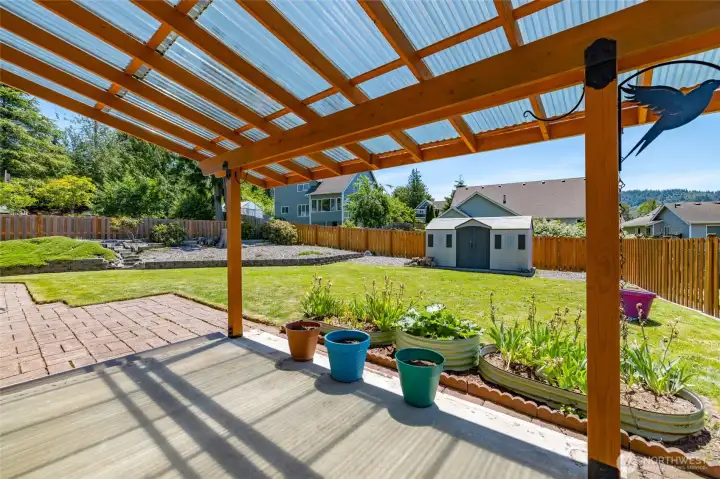Wonderful covered back patio to enjoy throughout the seasons Wonderful covered back patio to enjoy throughout the seasons
