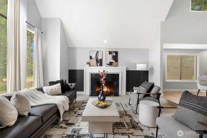 Enjoy your morning coffee or tea by the fire.