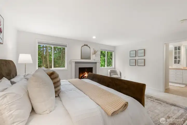 Overlooking the backyard, wake up each morning to the lush green grounds.