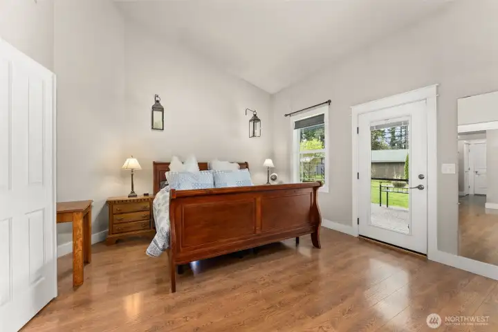 Large primary suite with private patio access