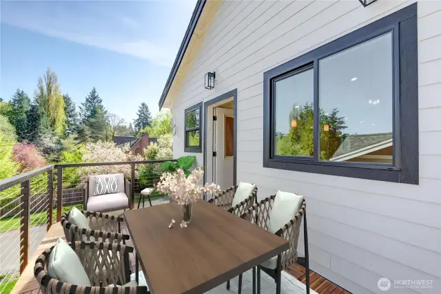 Deck for enjoying the outdoors. **Virtually staged