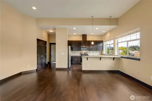Eating space right off the kitchen and a bar to sit and watch the chef in action!