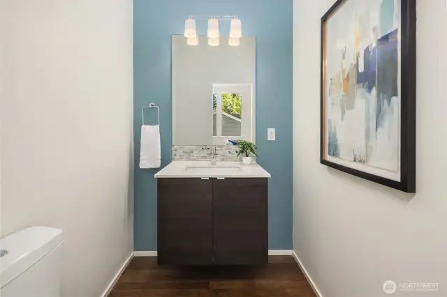 Powder room on main floor.