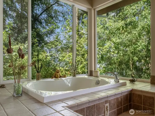 Jetted tub in the woods!