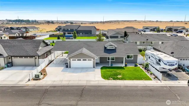Surrounded by new homes.