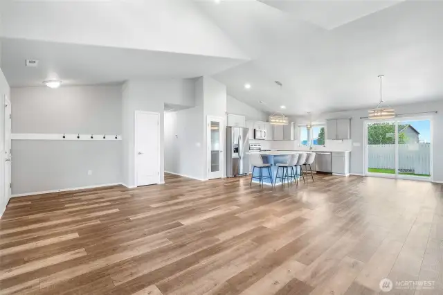 Neutral colors, plenty of natural light, and easy care flooring.