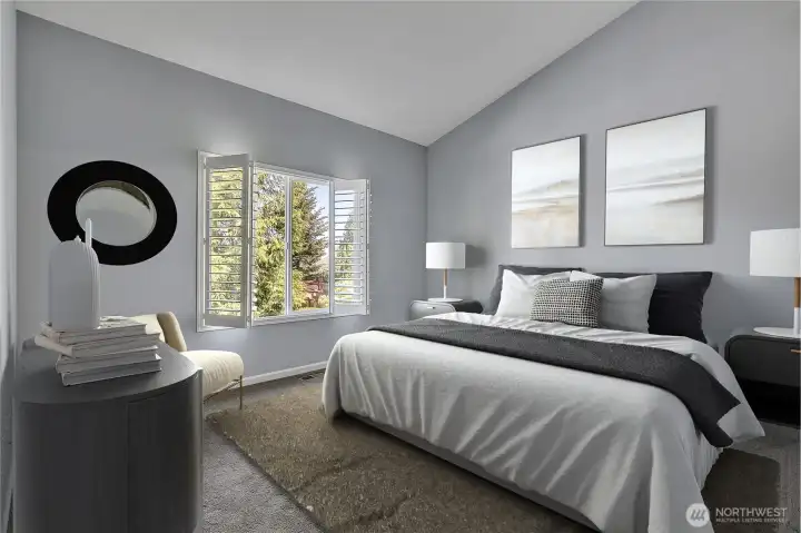 Vaulted ceilings - primary - Virtually Staged.