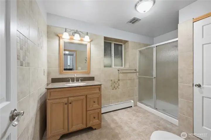 Bath on lower level