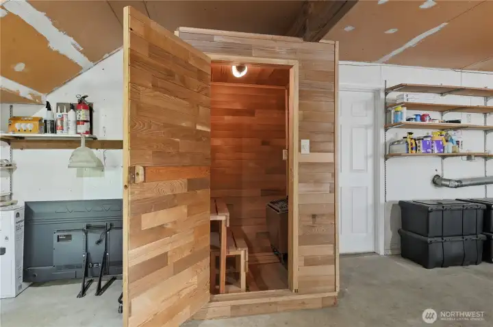 Dry sauna in garage