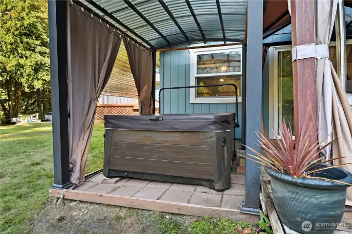 Sellers have taken remarkable care of the salt water tub, just as they have every other part of this amazing property. Tub stays with the home