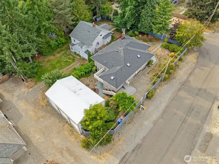 Fully fenced corner lot.