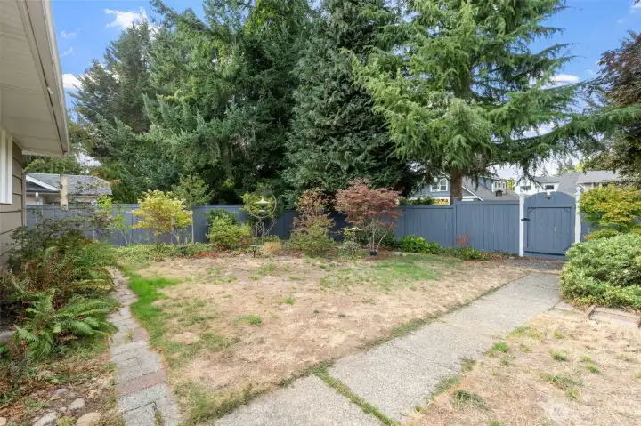 Mature landscaping.