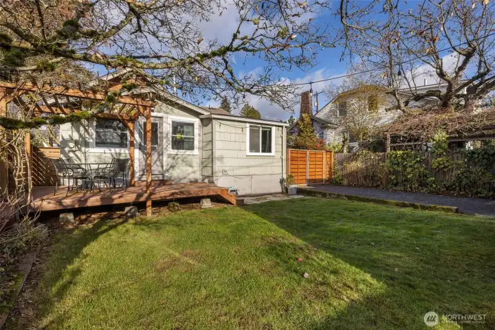 Fully fenced backyard.