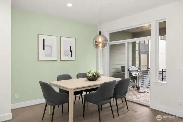 A large dining area, perfect for entertaining, offering the flexibility to host intimate dinners or grand gatherings with ease and elegance.