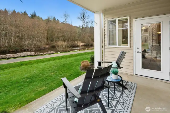 View from the unit overlooking the Sammamish River. Enjoy morning coffee and local wildlife